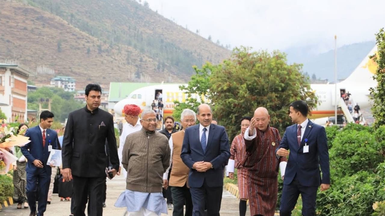 BJP MP Biplab Kumar Deb gets warm welcome in Bhutan as part of delegation