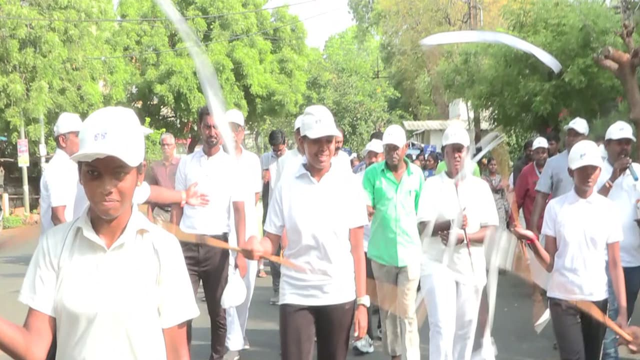 TN elections: 1000 women hold Silambam voter awareness rally in Trichy