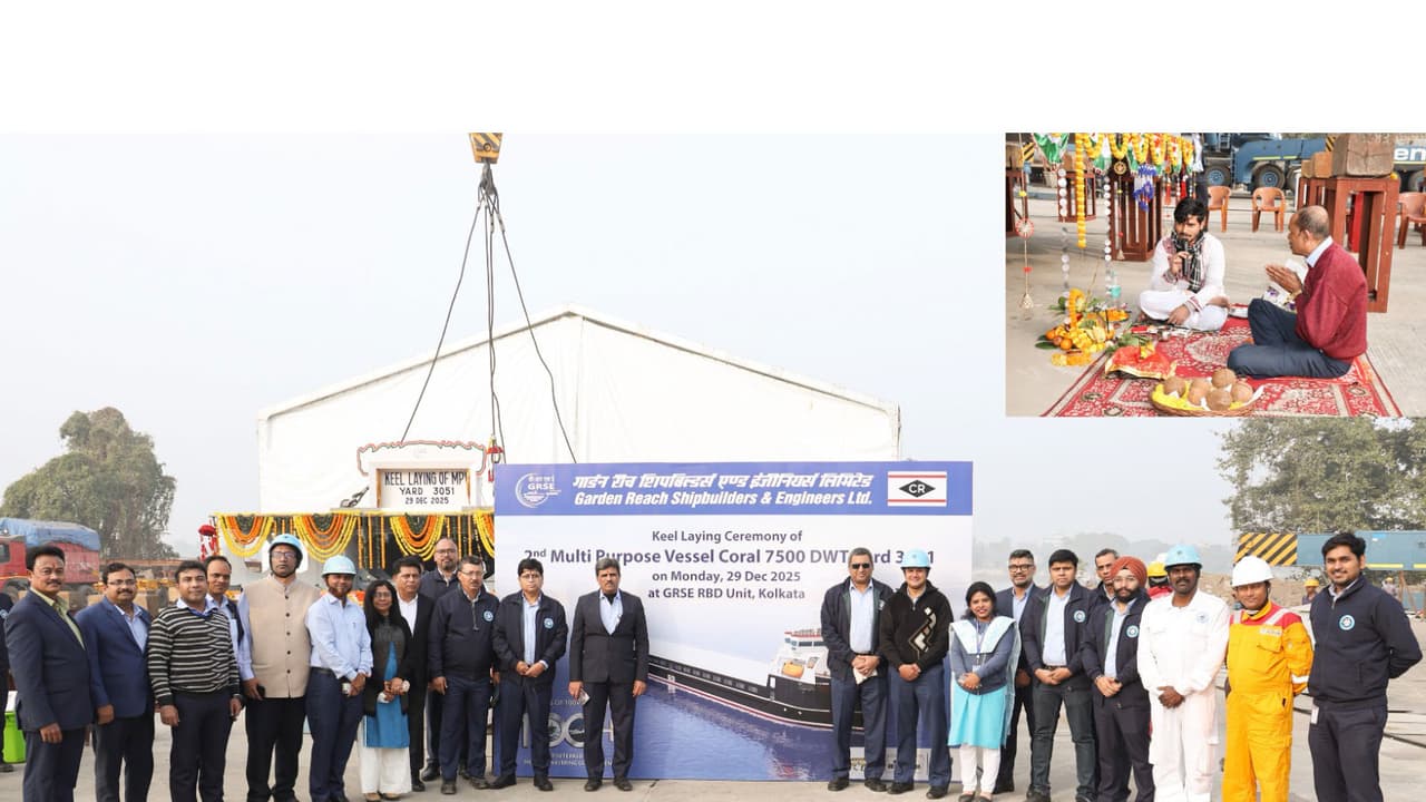 Make in India: GRSE lays keel for second multi-purpose German vessel
