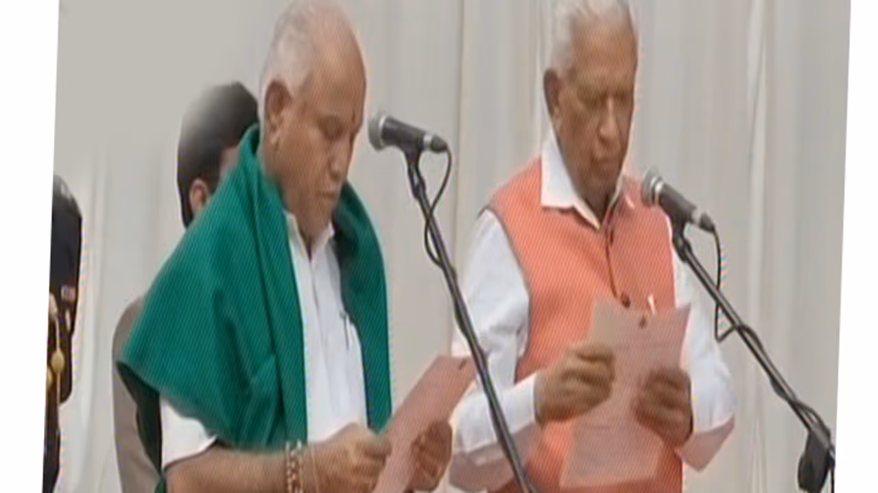 BJP leader Yeddyurappa takes oath as the Chief Minister of Karnataka BJP leader Yeddyurappa takes oath as the Chief Minister of Karnataka