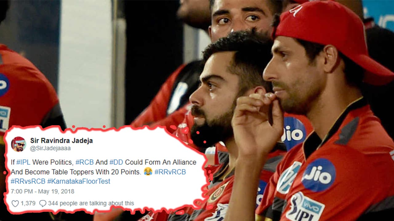 Twitter reactions as RCB crashes out of the IPL 2018 Twitter reactions as RCB crashes out of the IPL 2018