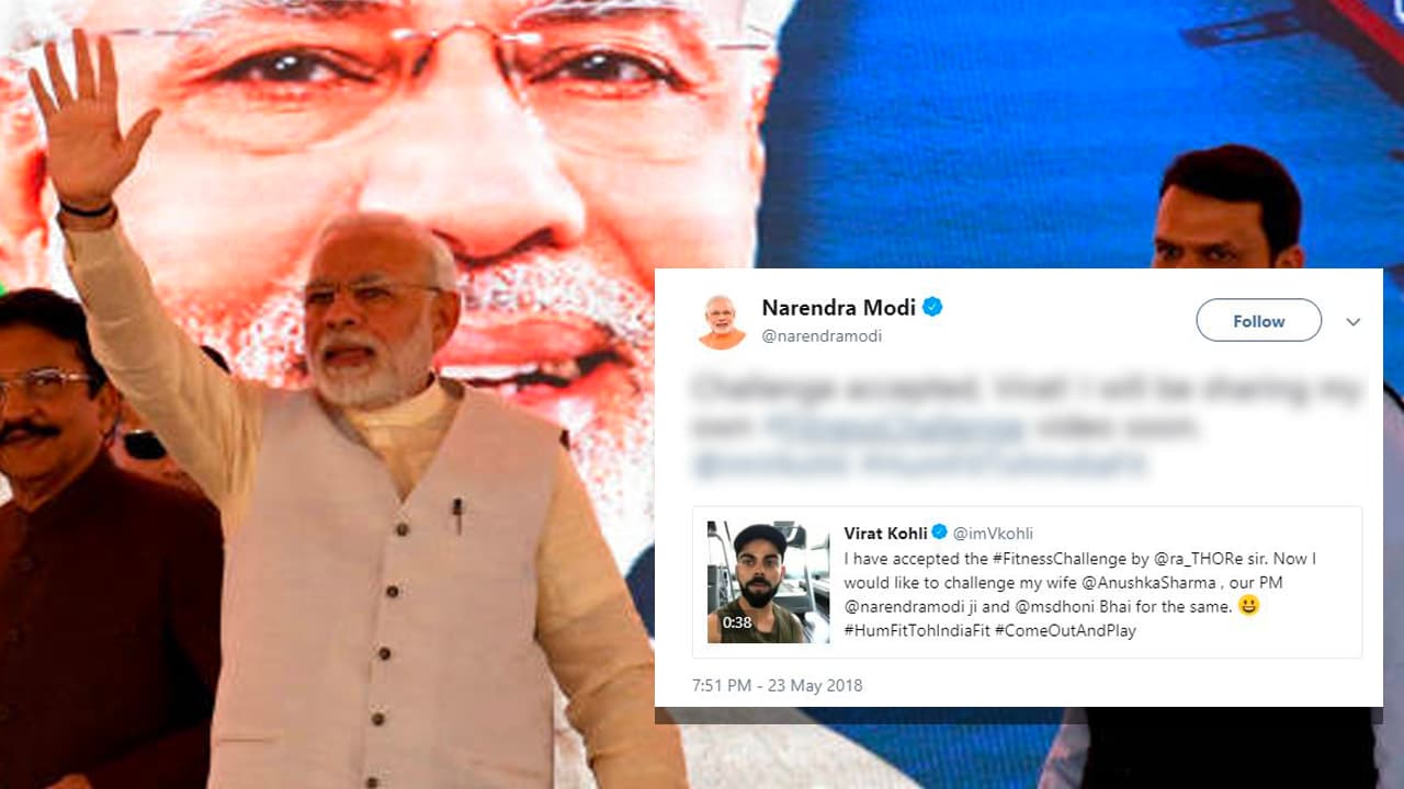 Prime Minister Narendra Modi accepts Virat Kohli's fitness challenge Prime Minister Narendra Modi accepts Virat Kohli's fitness challenge