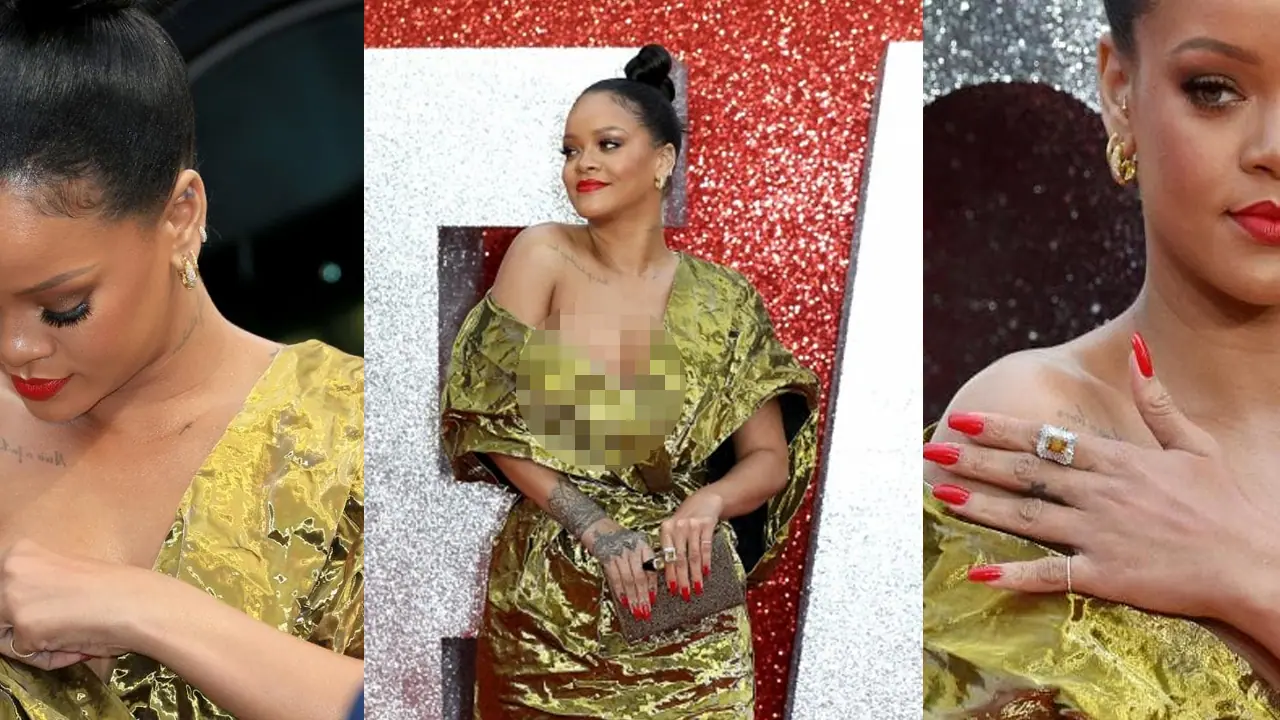 Pop singer, actress Rihanna suffers wardrobe malfunction while on the red carpet Pop singer, actress Rihanna suffers wardrobe malfunction while on the red carpet