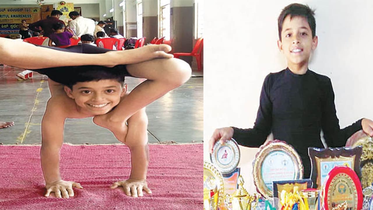 ಯೋಗದಲ್ಲಿ ಪುಟ್ಟ ಬಾಲಕನ ದೊಡ್ಡ ಸಾಧನೆ ಯೋಗದಲ್ಲಿ ಪುಟ್ಟ ಬಾಲಕನ ದೊಡ್ಡ ಸಾಧನೆ
