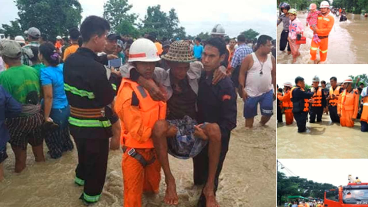 മ്യാൻമറിൽ അണക്കെട്ട് തകർന്ന് എൺപത്തഞ്ചോളം ഗ്രാമങ്ങൾ വെള്ളത്തിനടിയിലായി മ്യാൻമറിൽ അണക്കെട്ട് തകർന്ന് എൺപത്തഞ്ചോളം ഗ്രാമങ്ങൾ വെള്ളത്തിനടിയിലായി