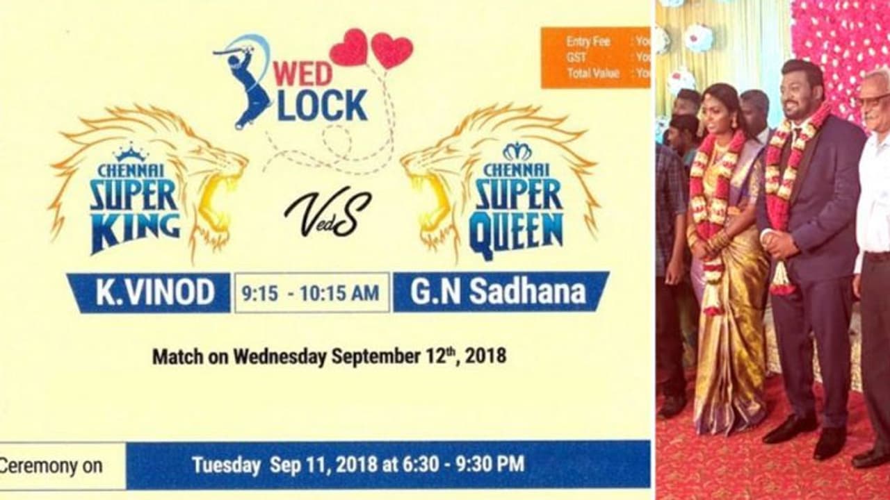 இப்படியும் ரசிகர்களா...! சி.எஸ்.கே. டிக்கெட் போன்று திருமண பத்திரிக்கை! இப்படியும் ரசிகர்களா...! சி.எஸ்.கே. டிக்கெட் போன்று திருமண பத்திரிக்கை!