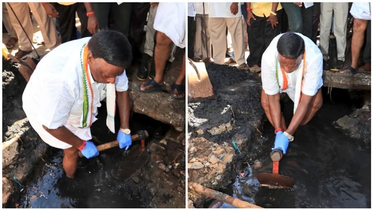 சாக்கடையில் இறங்கிய நாராயணசாமி..! கழிவு நீரில் இறங்கிய முதல் முதல்வர்..! சாக்கடையில் இறங்கிய நாராயணசாமி..! கழிவு நீரில் இறங்கிய முதல் முதல்வர்..!