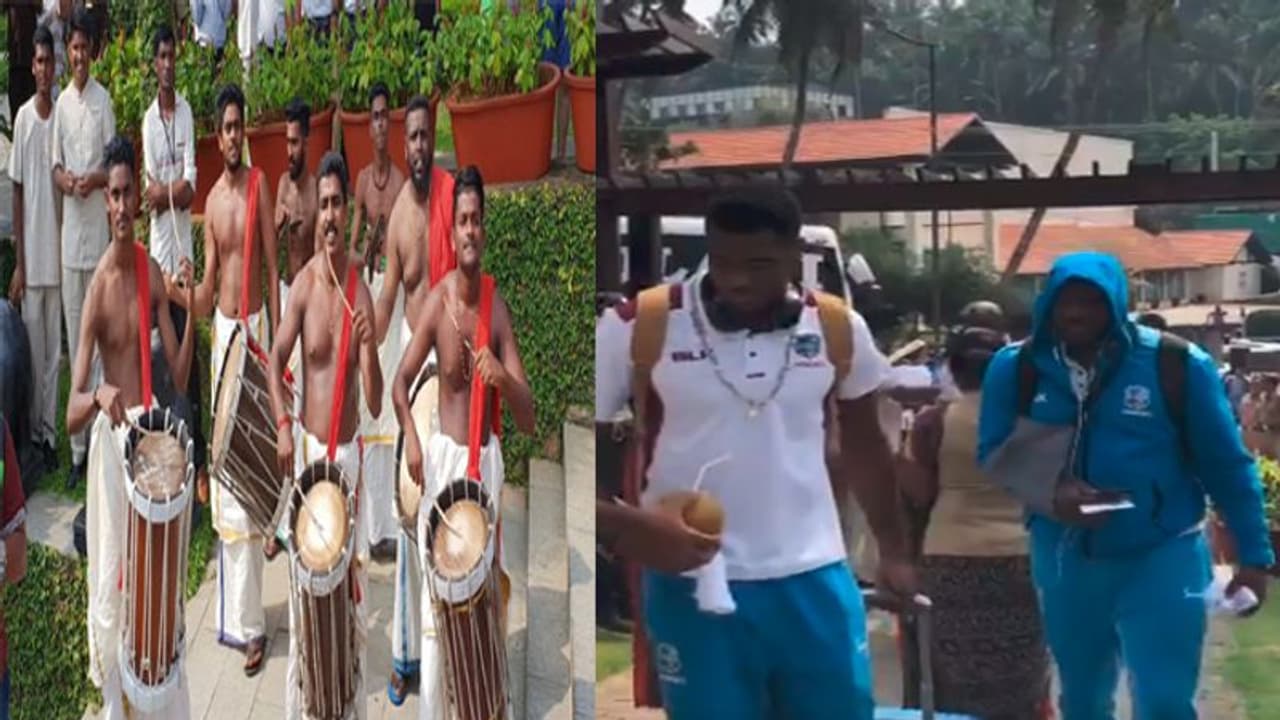 కేరళ సాంప్రదాయ పద్దతిలో విండీస్ ఆటగాళ్లకు స్వాగతం (వీడియో) కేరళ సాంప్రదాయ పద్దతిలో విండీస్ ఆటగాళ్లకు స్వాగతం (వీడియో)