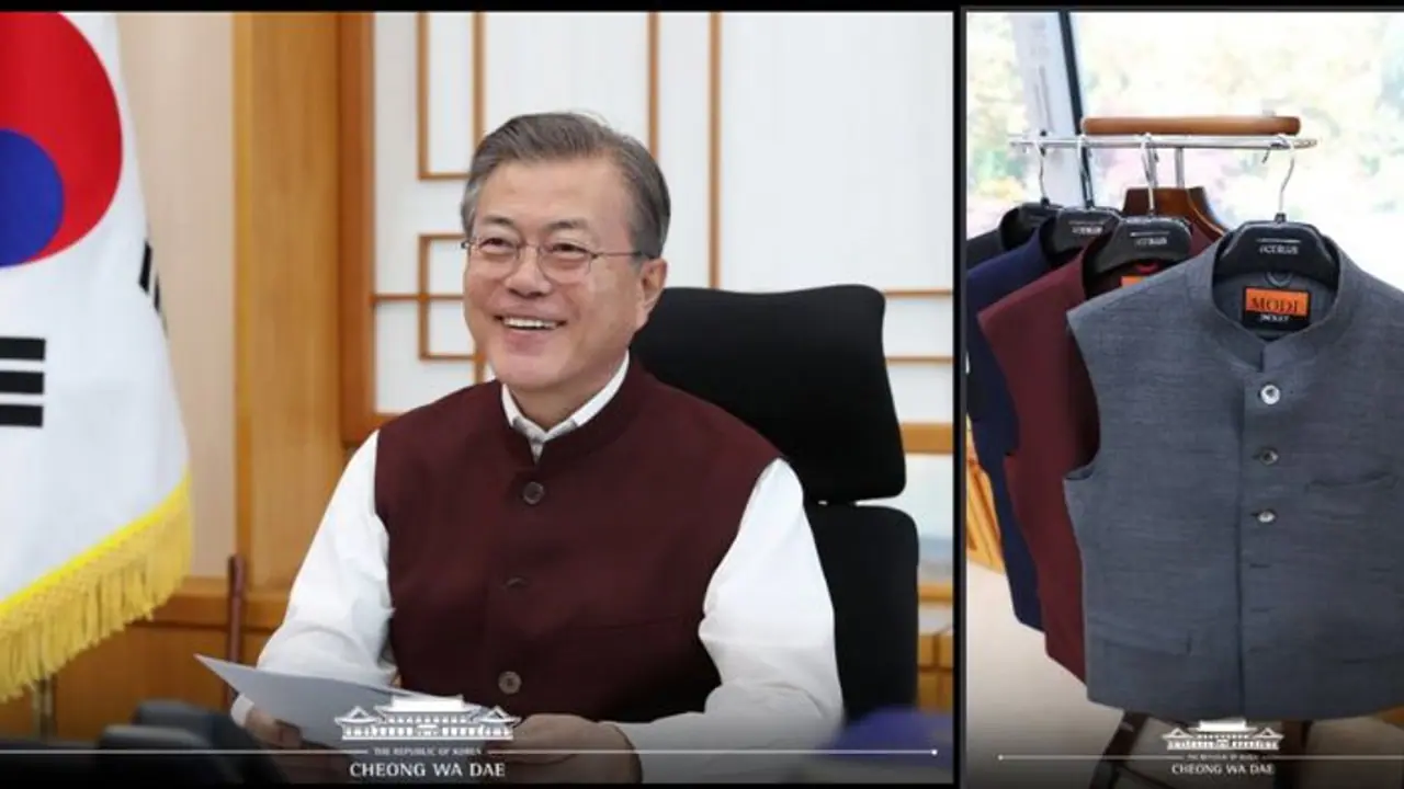 Modi jacket goes global: Korean president dons Indian PM's signature attire; designers point towards emerging trend Modi jacket goes global: Korean president dons Indian PM's signature attire; designers point towards emerging trend