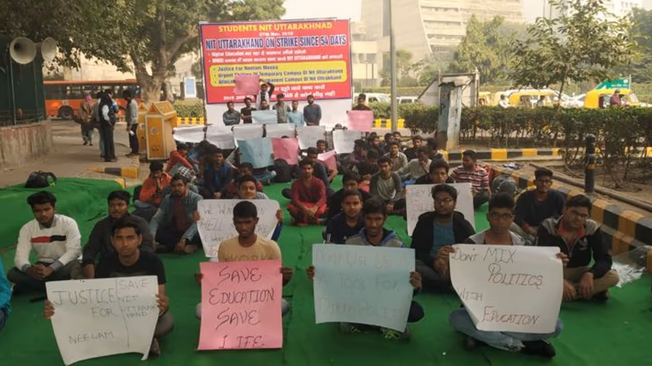 NIT Uttarakhand: More than 200 students protest in Jantar Mantar; demand permanent, safe campus