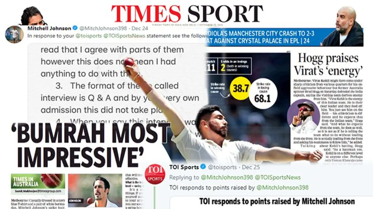 Mitchell Johnson hits back harder with 5 points; TOI accused of fabricating interview
