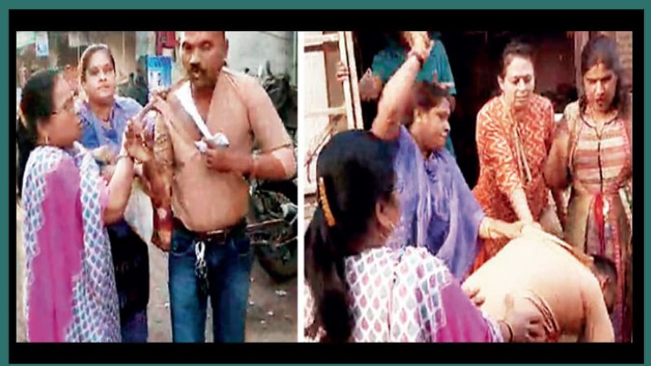 യുവാവിനെ വളഞ്ഞിട്ട് തല്ലി മാപ്പ് പറയിപ്പിച്ച് പെണ്‍സംഘം വീഡിയോ