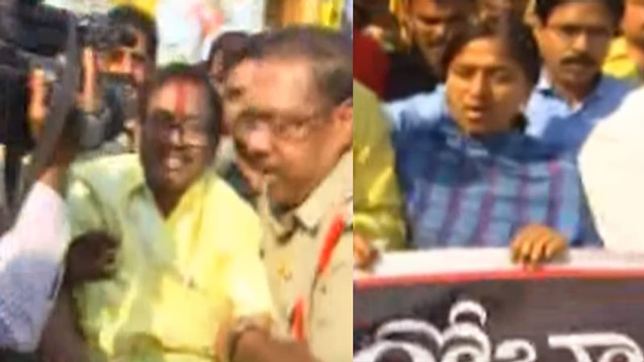 బీజేపీ బస్సుయాత్రలో రభస: టీడీపీ ఎమ్మెల్యే అరెస్ట్