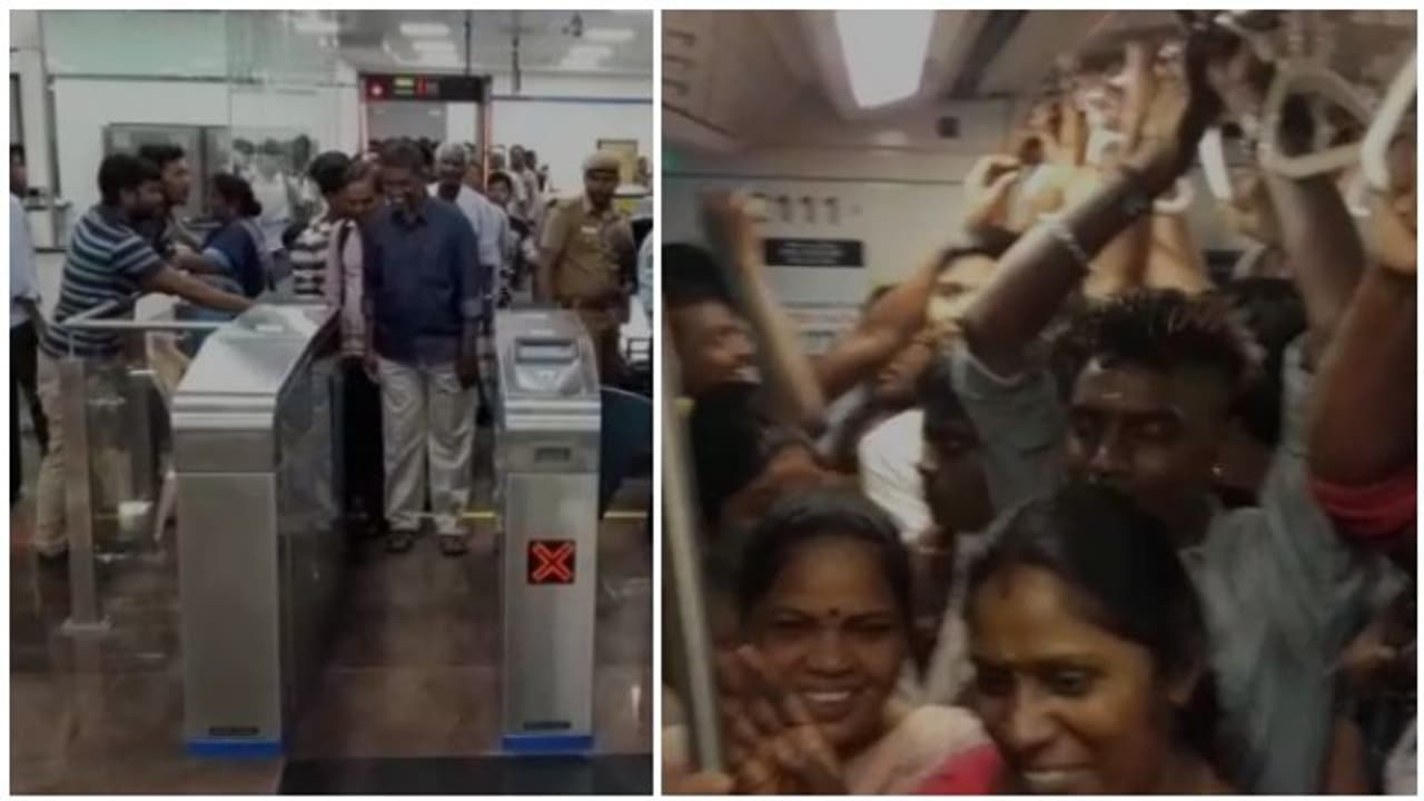 மூச்சு கூட விட முடியாத அளவிற்கு பயங்கர ஜனம்..! சென்னை மெட்ரோ ரயில்களில்... அட...கட்டணமும் குறைச்சாச்சு..! மூச்சு கூட விட முடியாத அளவிற்கு பயங்கர ஜனம்..! சென்னை மெட்ரோ ரயில்களில்... அட...கட்டணமும் குறைச்சாச்சு..!
