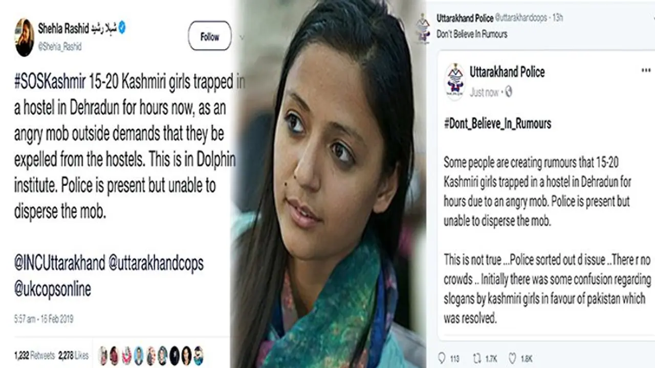 उत्तराखंड पुलिस ने किया 'झूठ' का भंडाफोड़, अफवाह फैला रही शेहला रशीद को दिखाया आईना