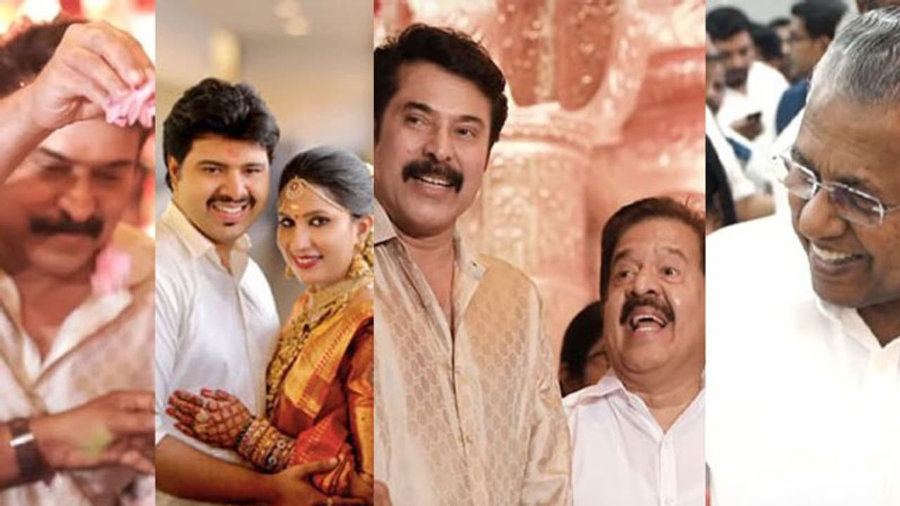 താലി കെട്ടുമ്പോള്‍ തൊട്ടടുത്ത് മമ്മൂട്ടി, ആശംസകളുമായി രാഷ്ട്രീയനേതാക്കള്‍; ചെന്നിത്തലയുടെ മകന്‍റെ വിവാഹവീഡിയോ