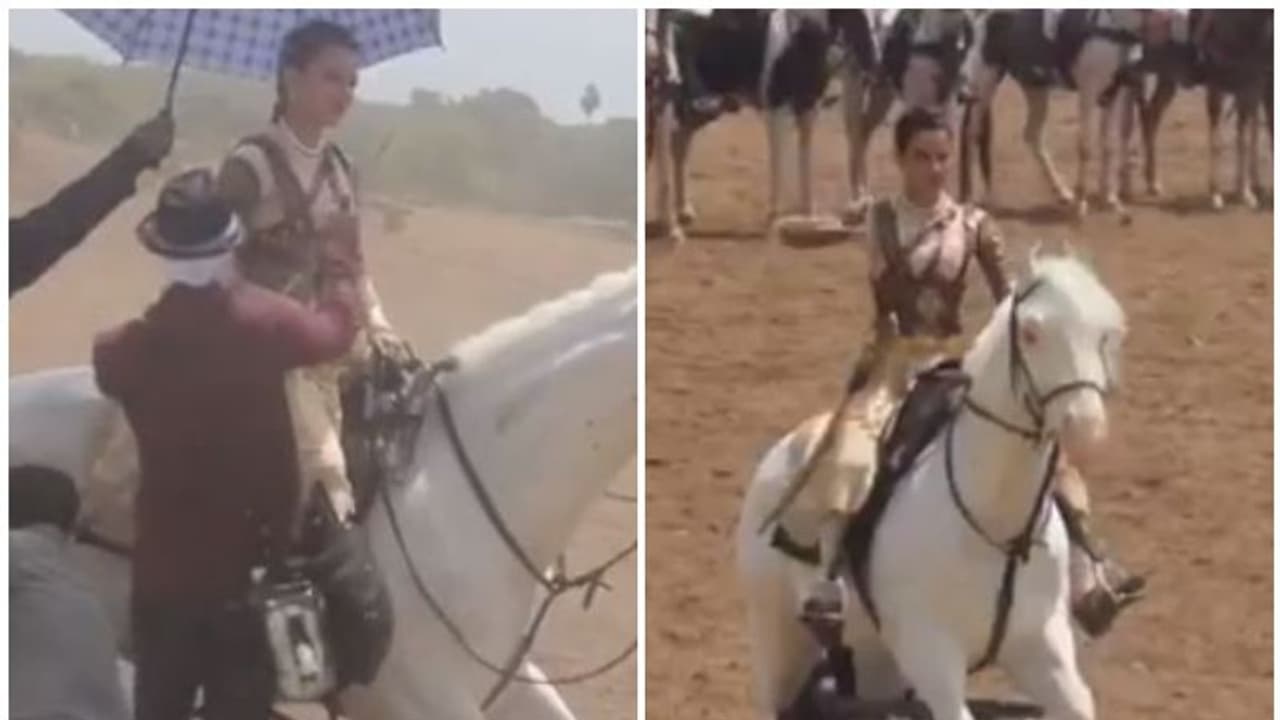 ഇത് മോഡേണ് റാണി, കുതിരപ്പുറത്തിരുന്ന് കങ്കണയുടെ സംഘട്ടനം, ചിരിച്ച് മറിഞ്ഞ് ആരാധകര് ഇത് മോഡേണ് റാണി, കുതിരപ്പുറത്തിരുന്ന് കങ്കണയുടെ സംഘട്ടനം, ചിരിച്ച് മറിഞ്ഞ് ആരാധകര്