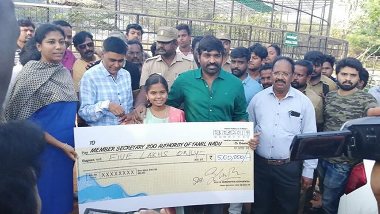 കടുവകളെ ദത്തെടുത്ത് വിജയ് സേതുപതി; ചെന്നൈയിലെ മൃഗശാലയ്ക്ക് കൈമാറിയത് അഞ്ച് ലക്ഷം കടുവകളെ ദത്തെടുത്ത് വിജയ് സേതുപതി; ചെന്നൈയിലെ മൃഗശാലയ്ക്ക് കൈമാറിയത് അഞ്ച് ലക്ഷം