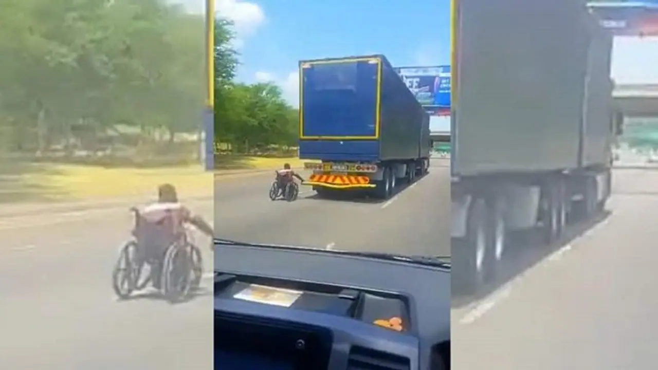 ಅಯ್ಯಯ್ಯೋ ಇದೆಂಥಾ ಸಾಹಸ! ಟ್ರಕ್ ಹಿಡಿದು ವೀಲ್ ಚೇರ್‌ನಲ್ಲಿ ಹೋದ ಯುವಕ
