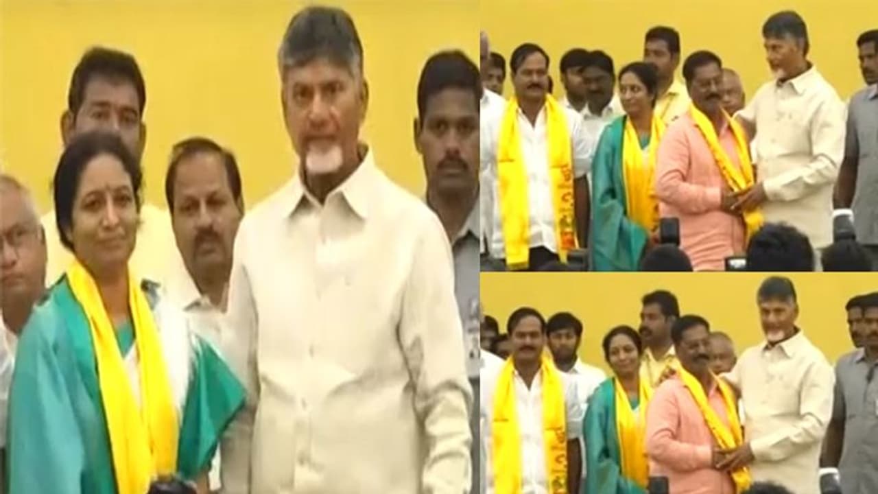 టీడీపీలో చేరిన వైసీపీ ఎమ్మెల్యే గౌరు చరితారెడ్డి దంపతులు టీడీపీలో చేరిన వైసీపీ ఎమ్మెల్యే గౌరు చరితారెడ్డి దంపతులు