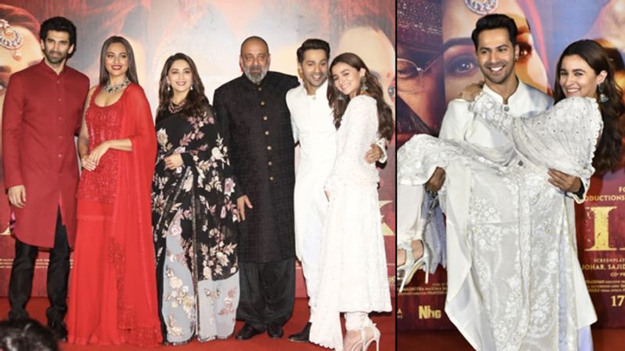 The teaser of Kalank, co starring Alia Bhatt, Varun Dhawan, Aditya Roy Kapur, Sonakshi Sinha, Madhuri Dixit and Sanjay Dutt, is finally out! Here's all that happened at the launch event today. (Photo Courtesy: Yogen Shah)