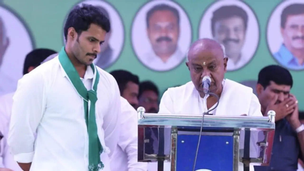 Deve Gowda launches grandson Nikhil Kumaraswamy, urges Mandya voters to bless him in Lok Sabha polls