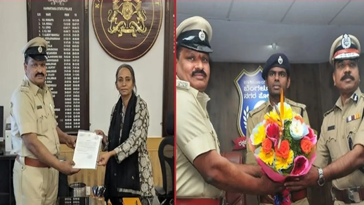 Bangalore police commissioner, DG IGP reward Girinagar inspector for saving woman's life Bangalore police commissioner, DG IGP reward Girinagar inspector for saving woman's life