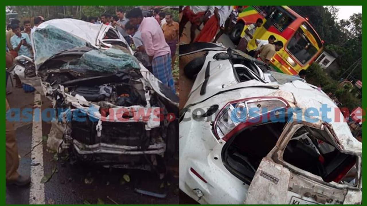 പാലായില്‍ കാർ നിയന്ത്രണം വിട്ട് മതിലില്‍ ഇടിച്ചുകയറി അഞ്ച് മരണം , രണ്ട് പേര്‍ ഗുരുതരാവസ്ഥയില്‍