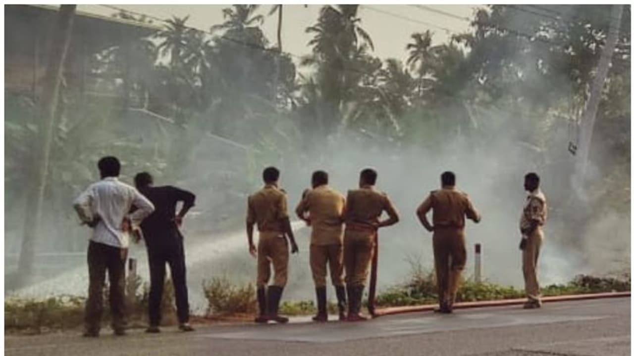 ദേശീയപാതയോരത്ത് പരിഭ്രാന്തി പരത്തി പുല്പ്പടര്പ്പിന് തീപിടിച്ചു ദേശീയപാതയോരത്ത് പരിഭ്രാന്തി പരത്തി പുല്പ്പടര്പ്പിന് തീപിടിച്ചു