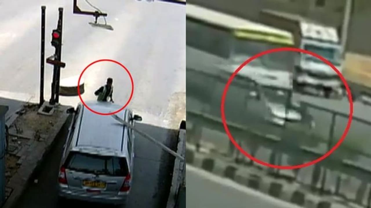 വേ​ഗത നൂറ് കിലോമീറ്റര്‍; ബോണറ്റിൽ തൂങ്ങിക്കിടന്ന യുവാവുമായി കാര്‍ സഞ്ചരിച്ചത് ആറ് കിലോമീറ്ററോളം വീഡിയോ