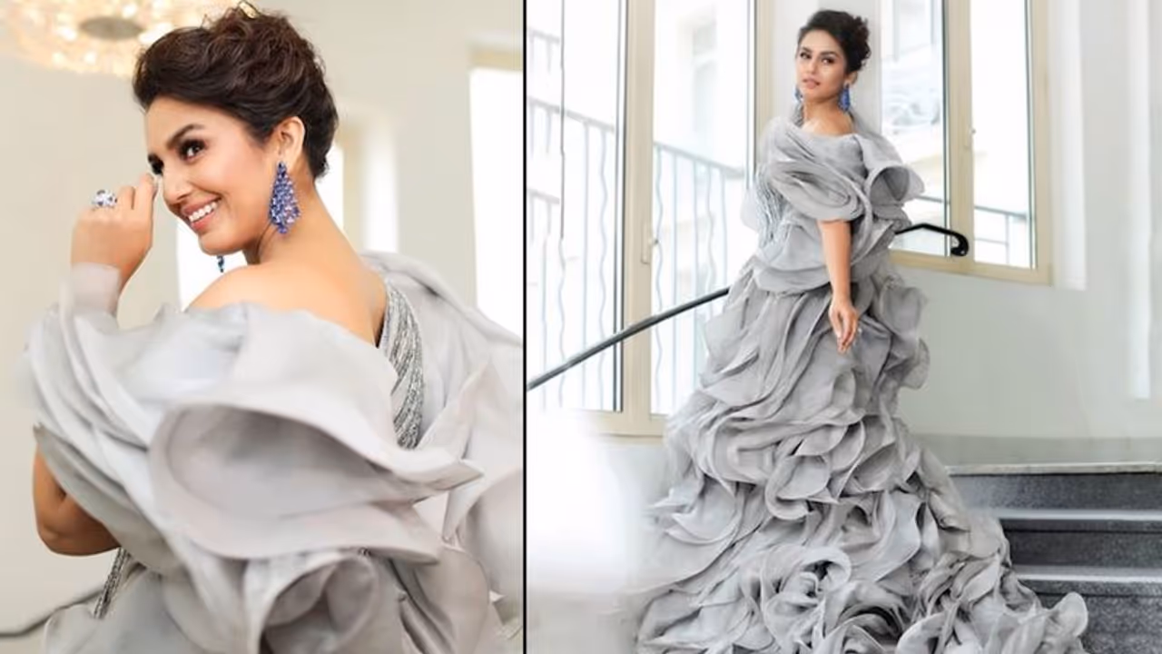 Cannes 2019: Huma Qureshi sizzles on red carpet in grey ruffled Gaurav Gupta gown