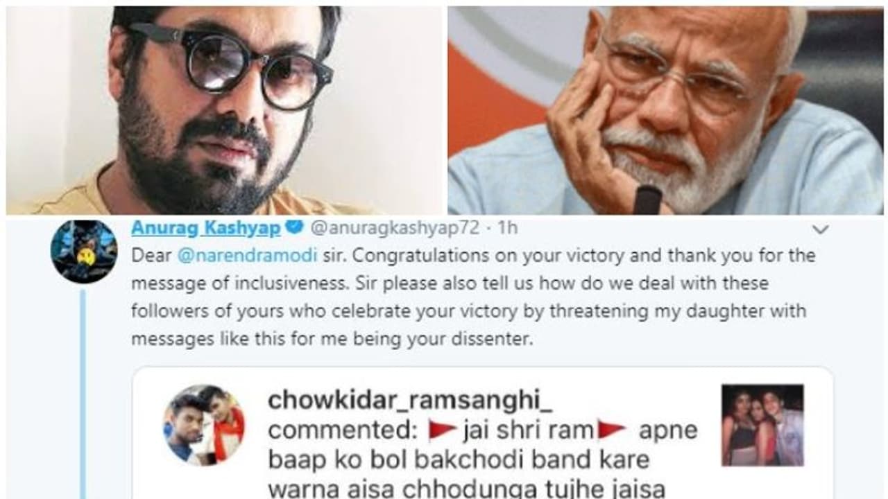 മകളെ അസഭ്യം പറഞ്ഞ 'ചൗക്കീദാര് രാംസംഘി'യെ എന്ത് ചെയ്യണമെന്ന് മോദിയോട് ചോദിച്ച് അനുരാഗ് കശ്യപ് മകളെ അസഭ്യം പറഞ്ഞ 'ചൗക്കീദാര് രാംസംഘി'യെ എന്ത് ചെയ്യണമെന്ന് മോദിയോട് ചോദിച്ച് അനുരാഗ് കശ്യപ്