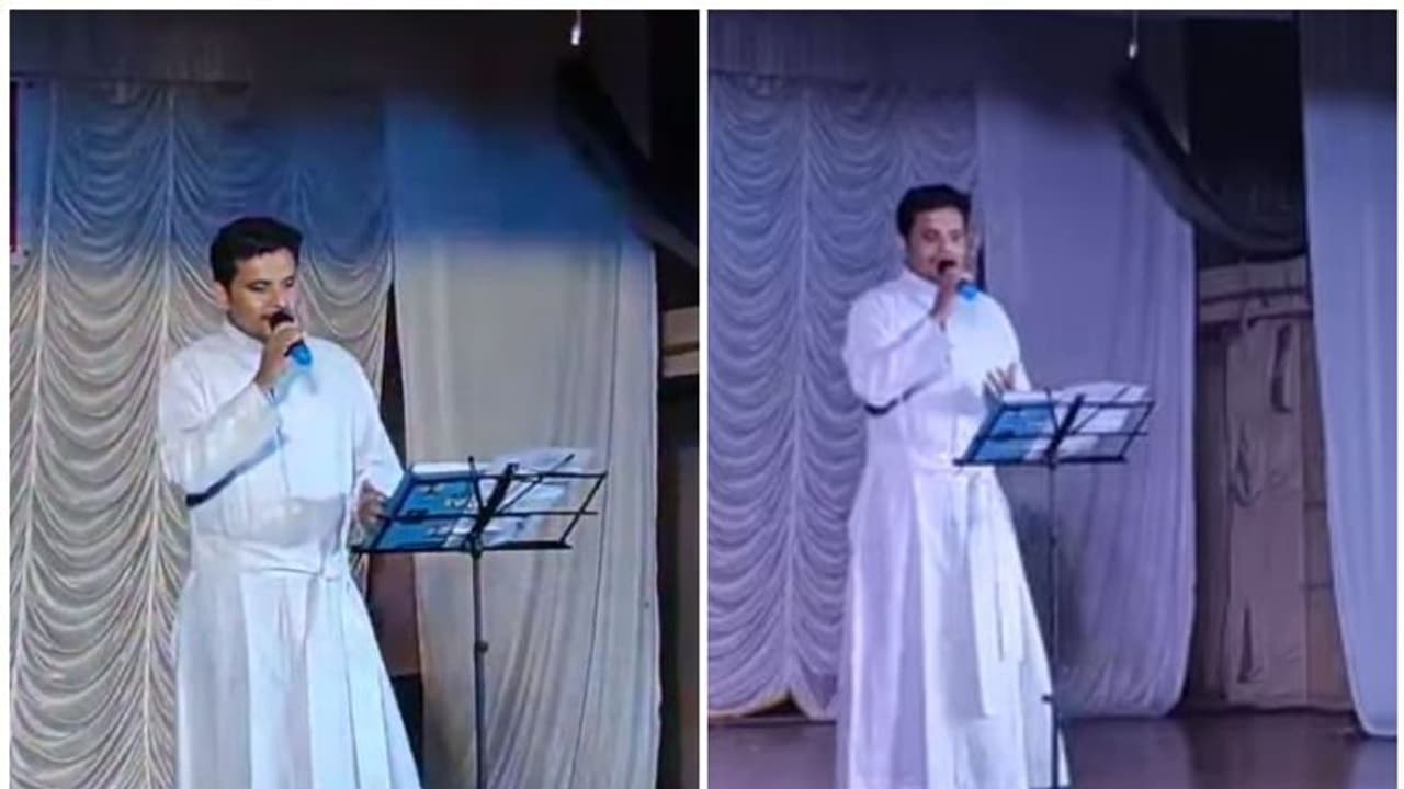 ഈ അച്ചന് പൊളിയാണ്... കണ്ണാന കണ്ണേ പാടി കയ്യടി നേടി പുരോഹിതന് ഈ അച്ചന് പൊളിയാണ്... കണ്ണാന കണ്ണേ പാടി കയ്യടി നേടി പുരോഹിതന്