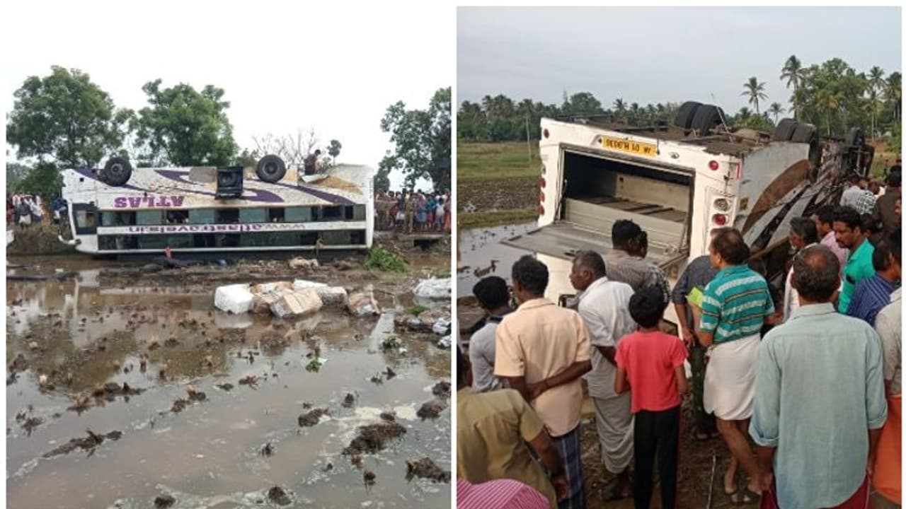 പാലക്കാട് നല്ലേപ്പിള്ളിയില്‍ ബസ് പാടത്തേക്ക് മറിഞ്ഞു; നിരവധി പേര്‍ക്ക് പരിക്ക്