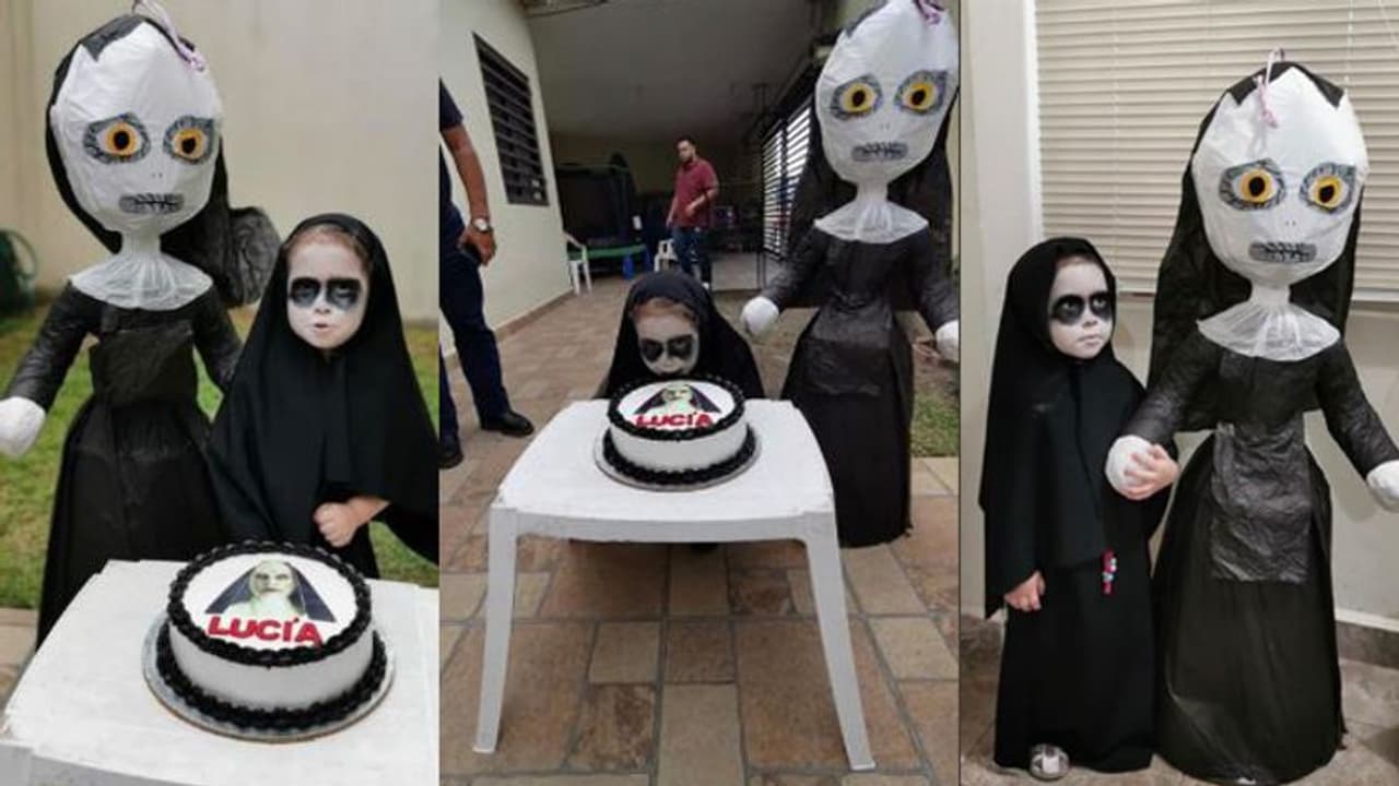 പഴഞ്ചന്‍ തീമൊന്നും പോരാ പിറന്നാളിന്; മൂന്നു വയസ്സുകാരിയുടെ പിറന്നാള്‍ തീം 'ദ നണ്‍'