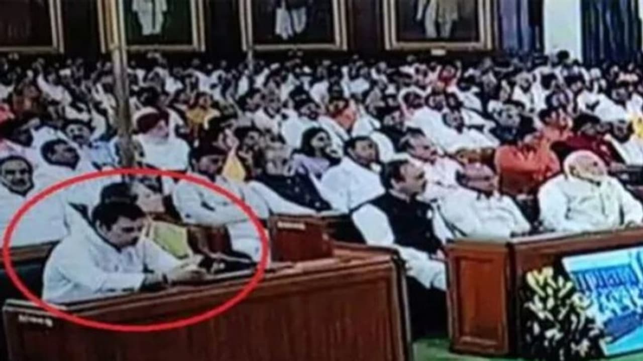 ರಾಷ್ಟ್ರಪತಿ ಭಾಷಣದ ವೇಳೆ ಮೊಬೈಲ್​ನಲ್ಲಿ ಬ್ಯುಸಿಯಾದ ರಾಹುಲ್