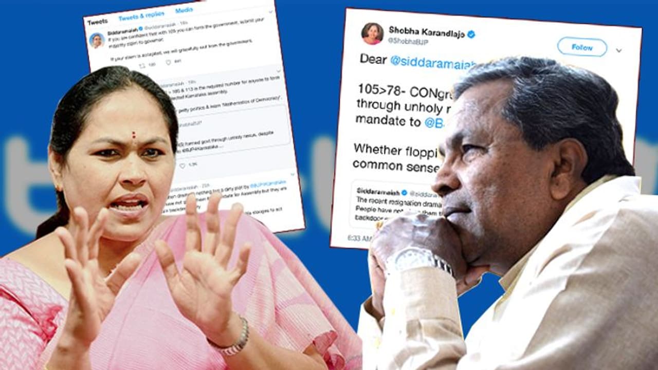 Karnataka Congress MLAs’ resignations: Siddaramaiah, Shobha spar on Twitter
