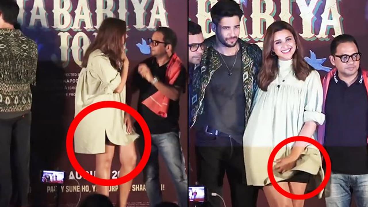 (Video): Parineeti Chopra finds it troublesome to handle green mini dress (Video): Parineeti Chopra finds it troublesome to handle green mini dress