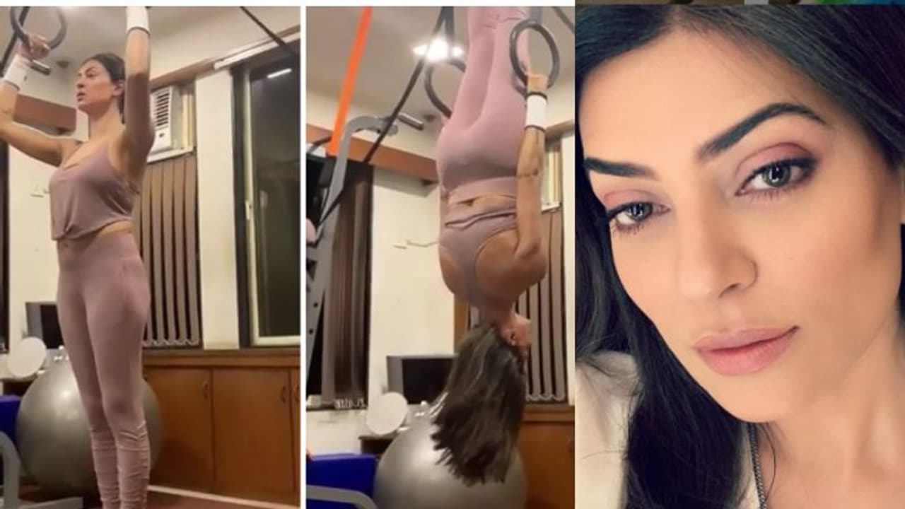 തല കീഴായി ശരീരം ഉയര്‍ത്തിയുളള വര്‍ക്കൗട്ട്; വീഡിയോ പങ്കുവെച്ച് സുസ്മിത സെന്‍