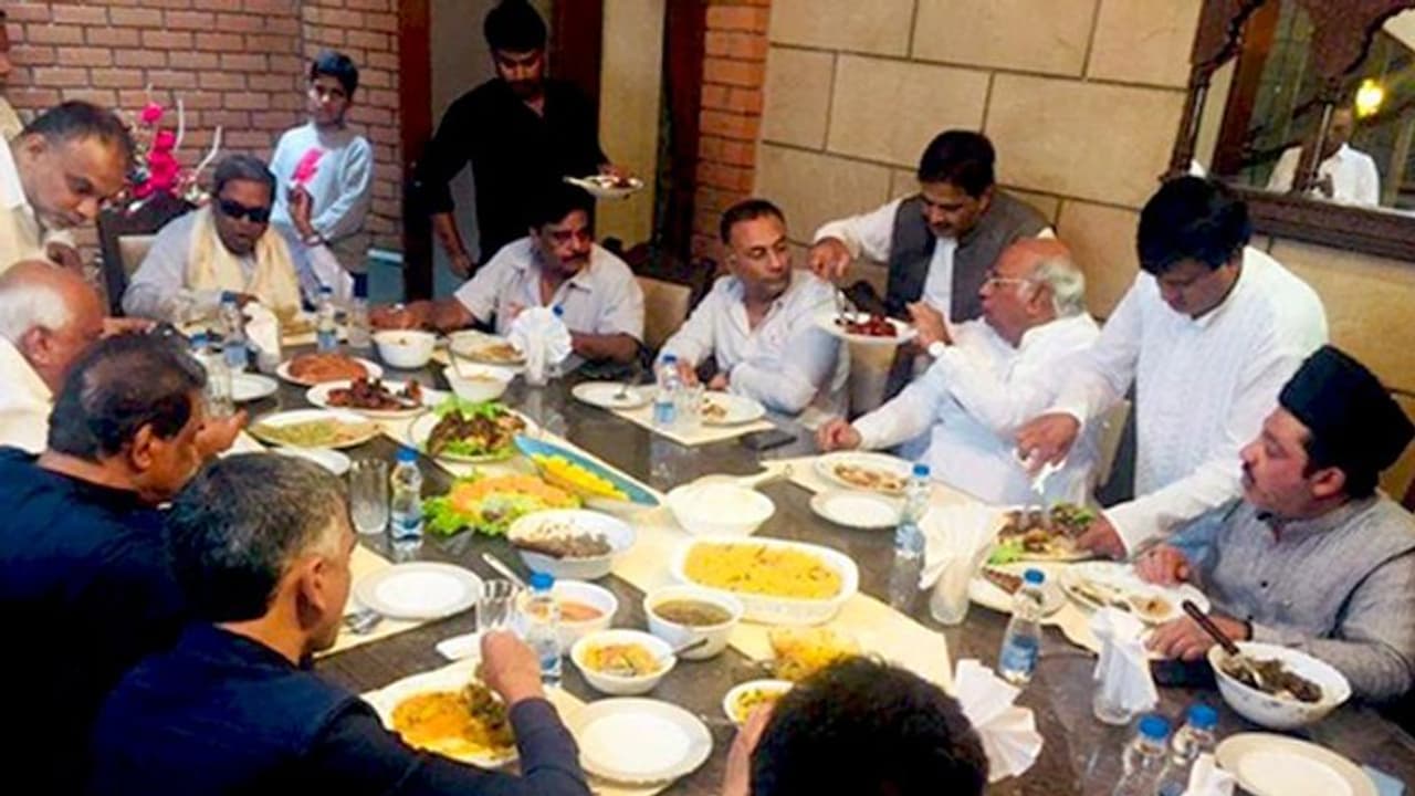 Siddaramaiah parties with fellow Congressmen as Karnataka floods wreak havoc