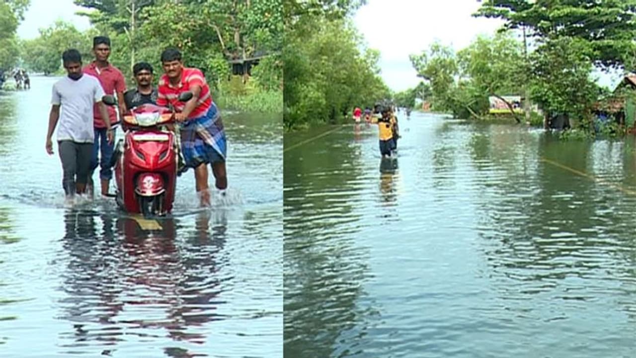 ആലപ്പുഴ ചങ്ങനാശ്ശേരി റോഡിൽ മൂന്നാം ദിവസവും ഗതാഗതം സ്തംഭിച്ചു; വീടുകൾ വെള്ളത്തിൽ ആലപ്പുഴ ചങ്ങനാശ്ശേരി റോഡിൽ മൂന്നാം ദിവസവും ഗതാഗതം സ്തംഭിച്ചു; വീടുകൾ വെള്ളത്തിൽ