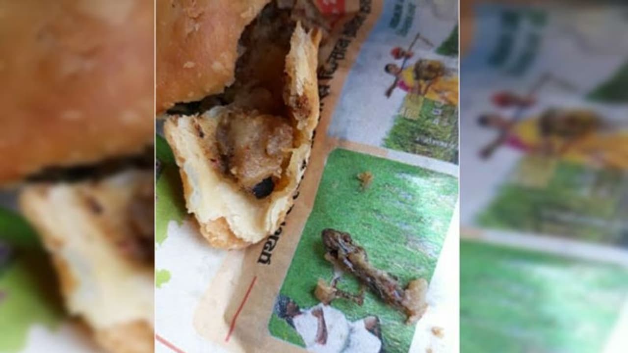 समोसे से निकली मरी हुई छिपकली, दुकानदार ने कहा 'अरे ये तो फ्रॉय मिर्ची है' समोसे से निकली मरी हुई छिपकली, दुकानदार ने कहा 'अरे ये तो फ्रॉय मिर्ची है'