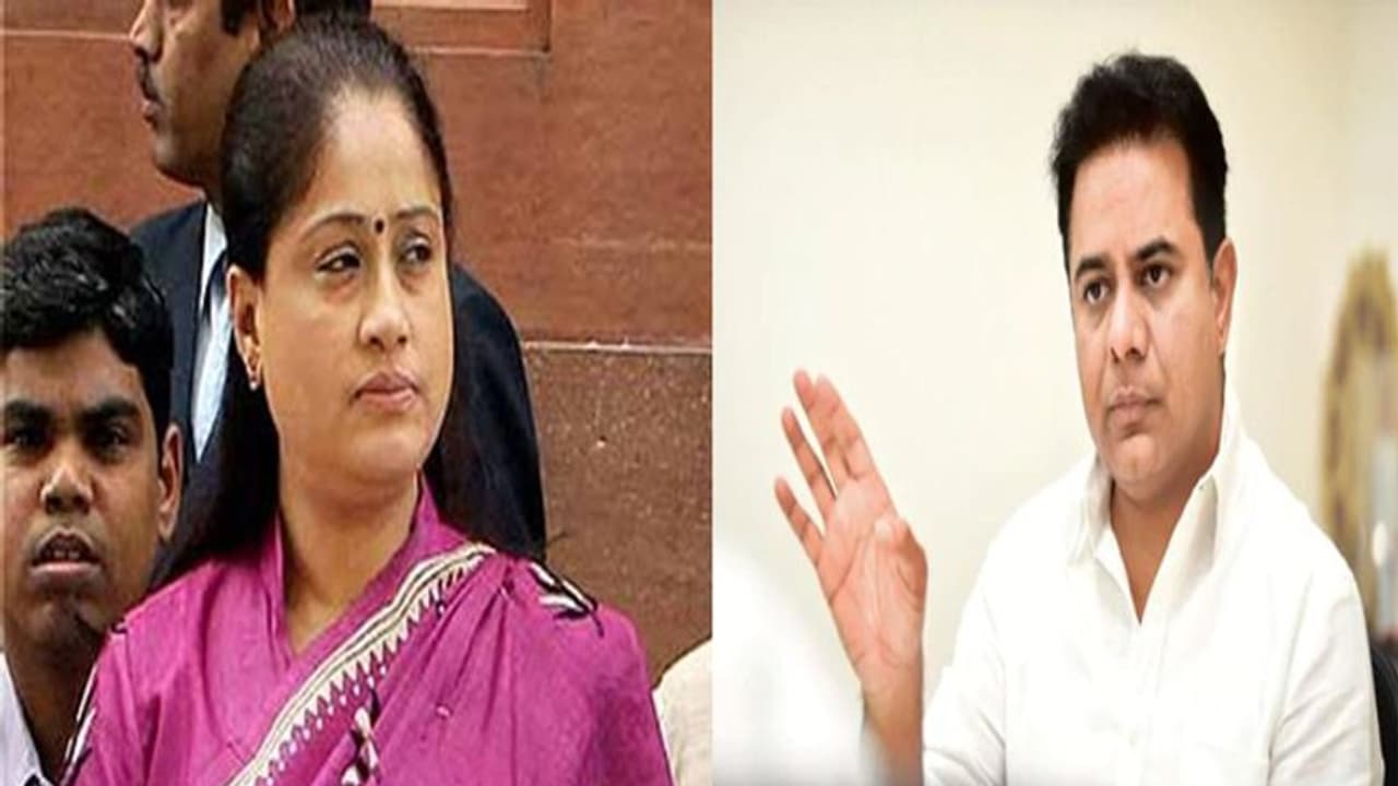 జేపీ నడ్డాకు కేటీఆర్ సవాల్: మీనాన్న అనుమతి తీసుకున్నారా అంటూ విజయశాంతి సెటైర్లు