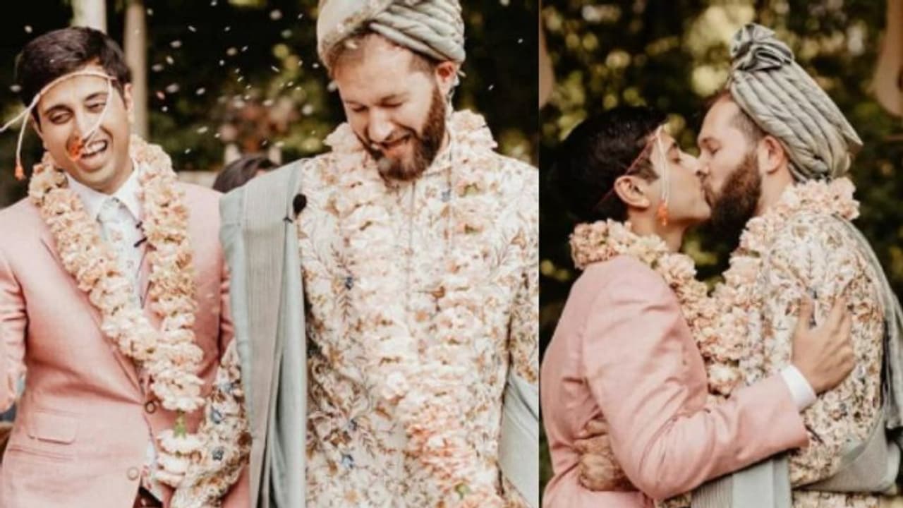 ഷിര്‍വാണിയും സ്യൂട്ടുമിട്ട് ദമ്പതികള്‍; തരംഗമായി ഒരു സ്വവര്‍ഗ വിവാഹം