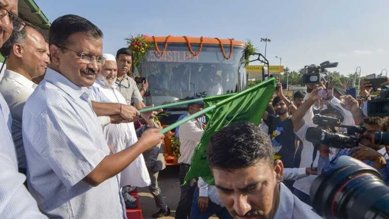 Arvind Kejriwal flags off 1000 hi tech buses with panic buttons, CCTV cameras