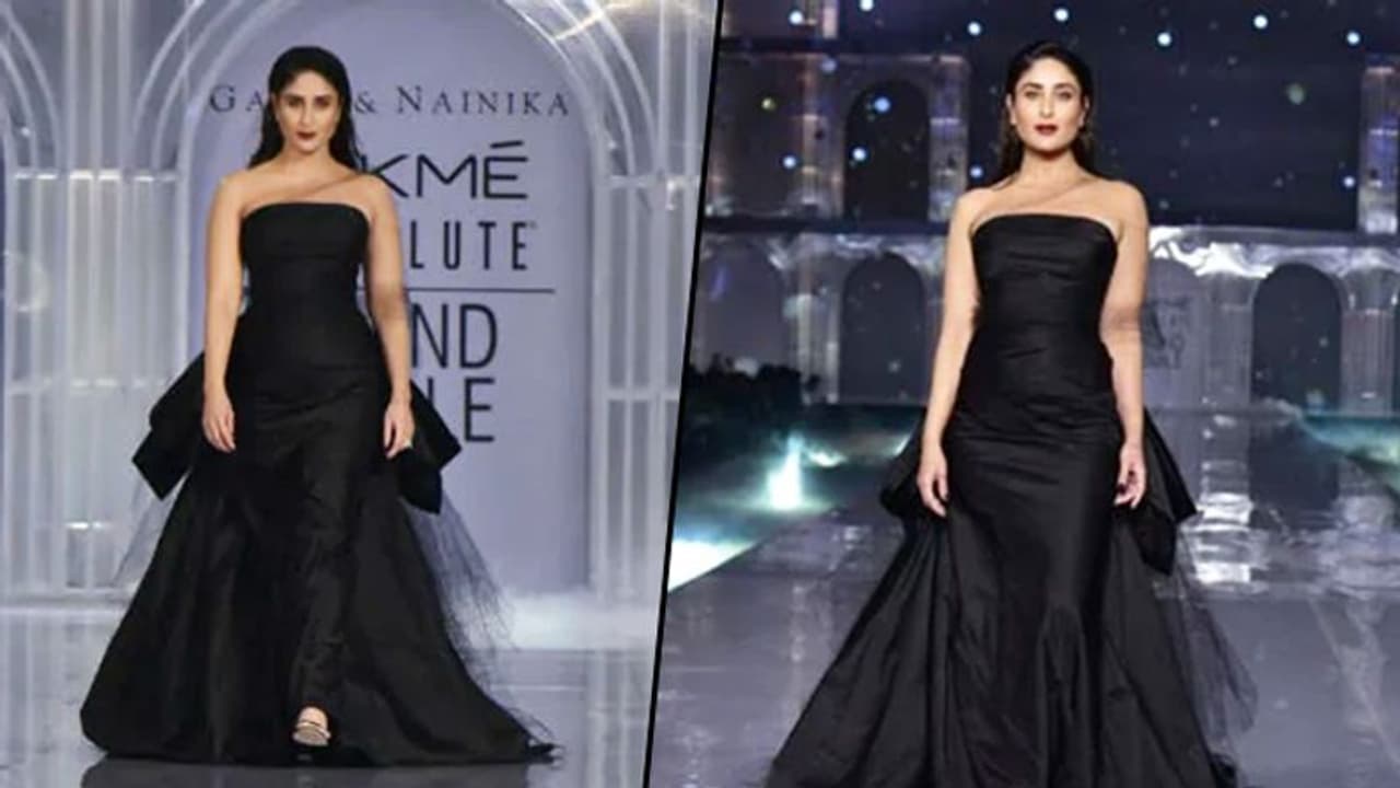 Lakme Fashion Week: Kareena Kapoor walks the ramp in off shoulder black gown Lakme Fashion Week: Kareena Kapoor walks the ramp in off shoulder black gown