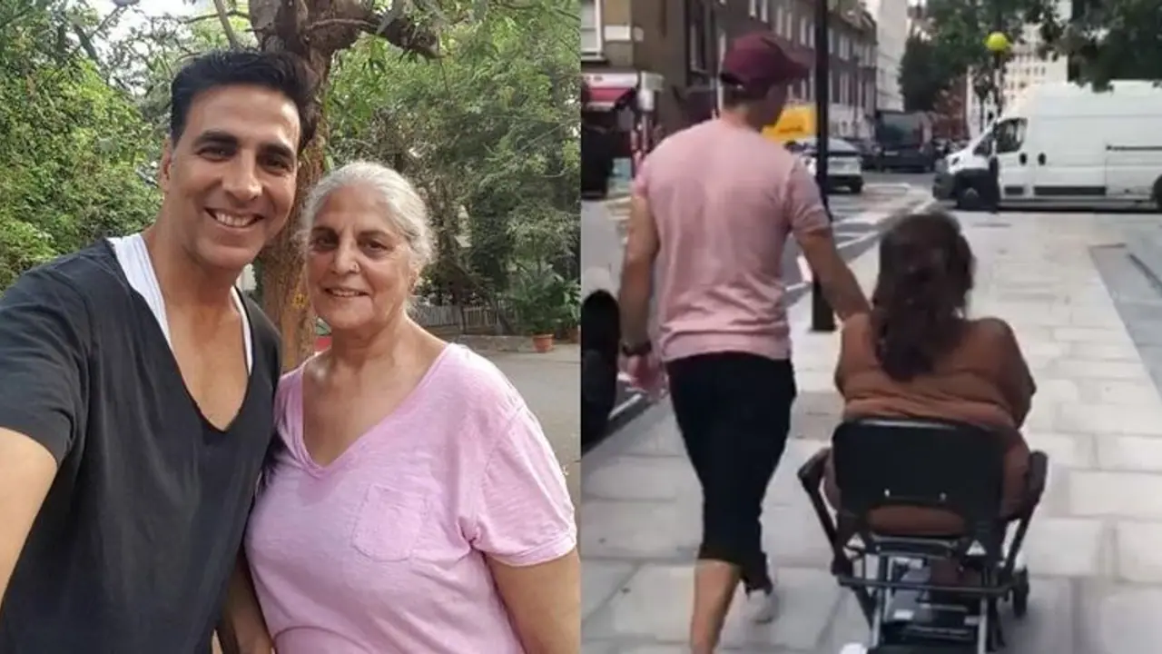 Akshay Kumar roams London streets with mother, plays role of doting son Akshay Kumar roams London streets with mother, plays role of doting son