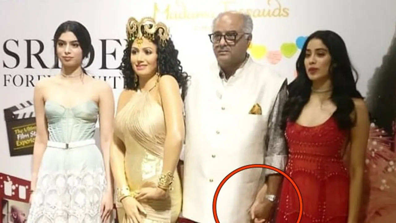 After seeing Sridevi's wax statue, Boney Kapoor chokes; Janhvi holds hand After seeing Sridevi's wax statue, Boney Kapoor chokes; Janhvi holds hand