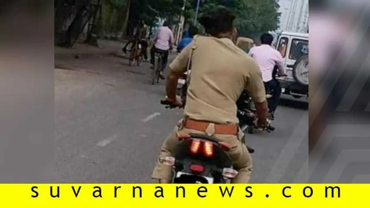 ಸಂಚಾರ ನಿಯಮ ಉಲ್ಲಂಘನೆ: ಪೊಲೀಸಪ್ಪಗೇ 34000 ರೂ. ದಂಡ! ಸಂಚಾರ ನಿಯಮ ಉಲ್ಲಂಘನೆ: ಪೊಲೀಸಪ್ಪಗೇ 34000 ರೂ. ದಂಡ!