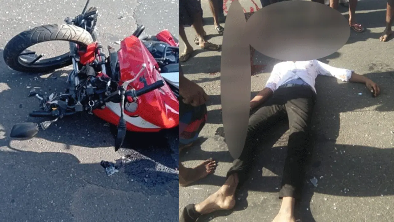 அந்தரத்தில் தூக்கி வீசப்பட்ட இருசக்கர வாகனம்... சம்பவ இடத்திலேயே துடிதுடித்து உயிரிழந்த கல்லூரி மாணவர்..! அந்தரத்தில் தூக்கி வீசப்பட்ட இருசக்கர வாகனம்... சம்பவ இடத்திலேயே துடிதுடித்து உயிரிழந்த கல்லூரி மாணவர்..!